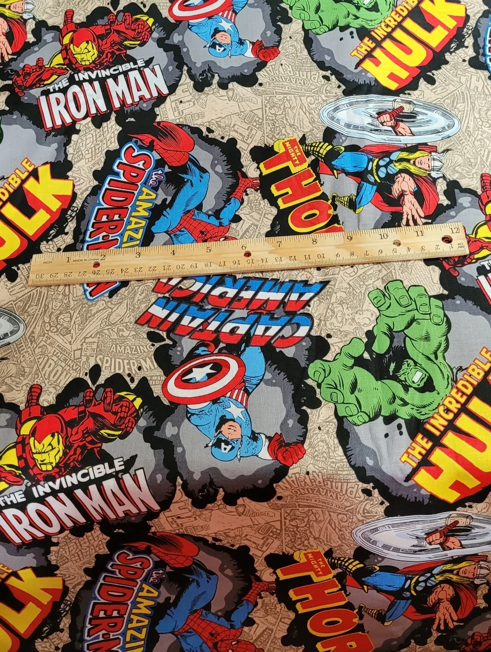 Marvel Comics Cotton Fabric Iron Man Captain America Thor Hulk Spider Man(0671)